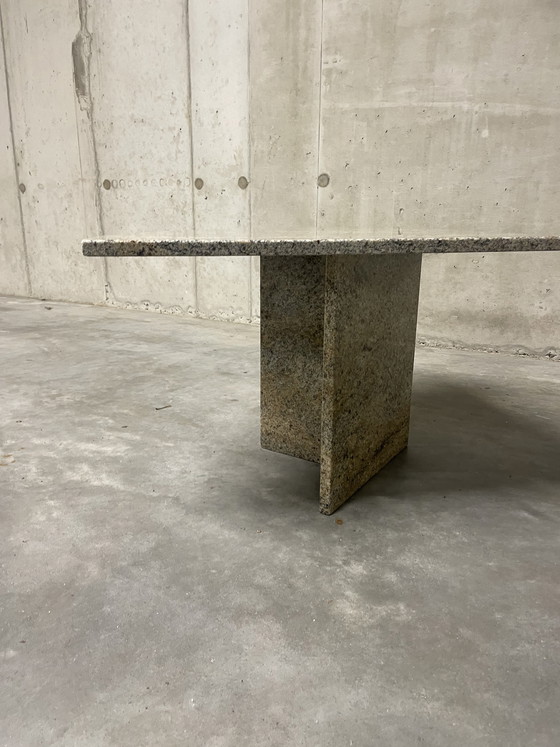 Image 1 of Teardrop-shaped marble coffee table with side table