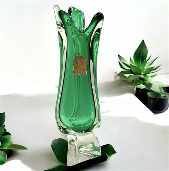 Image 1 of Murano - Smaragdvase von Fratelli Tosi