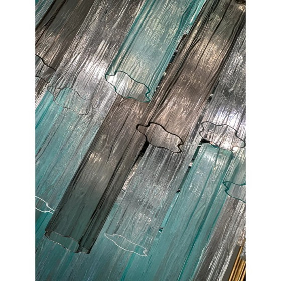 Image 1 of Lámpara de araña Tronchi de cristal verde y ahumado estilo Murano