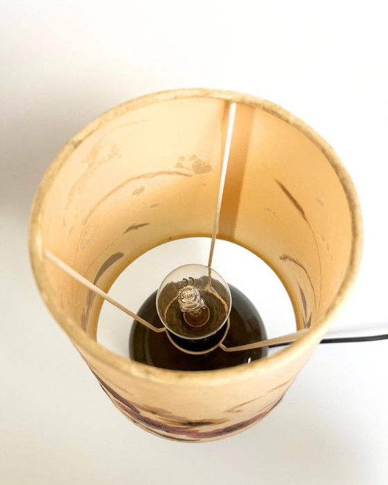 Image 1 of Vintage tafellamp met geperste bloemenkap - Frankrijk, 1970