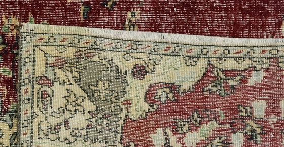 Vintage Turkish Oushak Rug 254 × 130 cm – Burgundy Medallion Wool Rug – Rugs & carpets (photo 10 of 10)