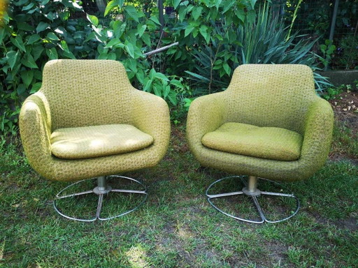Drehstühle aus Stoff und Metall, 1960er Jahre, 2er Set