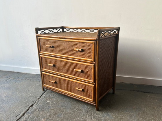 Image 1 of Commode en bambou et rotin Angraves, style milieu du siècle, années 1970