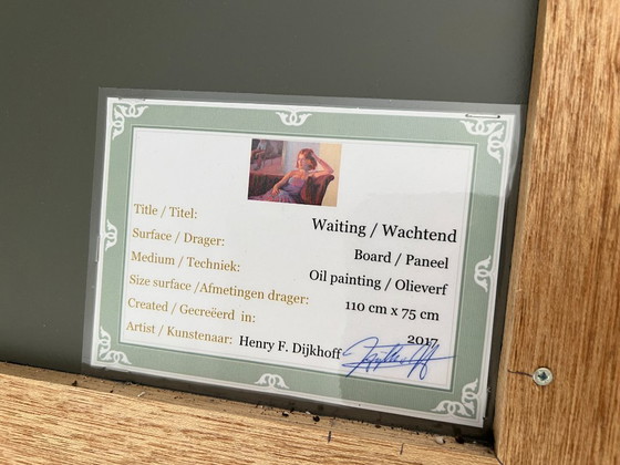 Image 1 of Original Ölgemälde auf Tafel mit dem Titel "Warten"