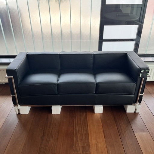 LC2 Stijl 3-zitsbank - Zwart - Nieuw - Le Corbusier design