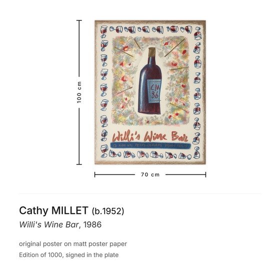 Cathy Millet Poster Willi's Wine Bar 1986 – Paper (photo 3 of 5)