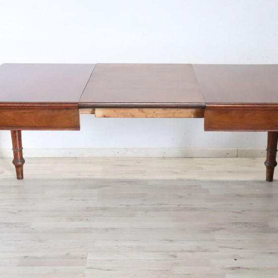 Extendable Dining Table in Walnut and Oak Wood, Italy Early 20th Century (photo 8 of 14)