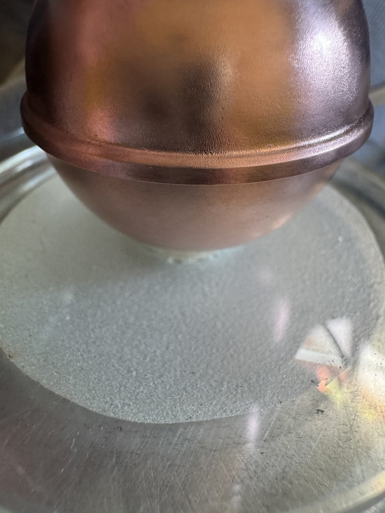 Image 1 of Kleine Art Deco glazen en koperen Bauhaus lamp