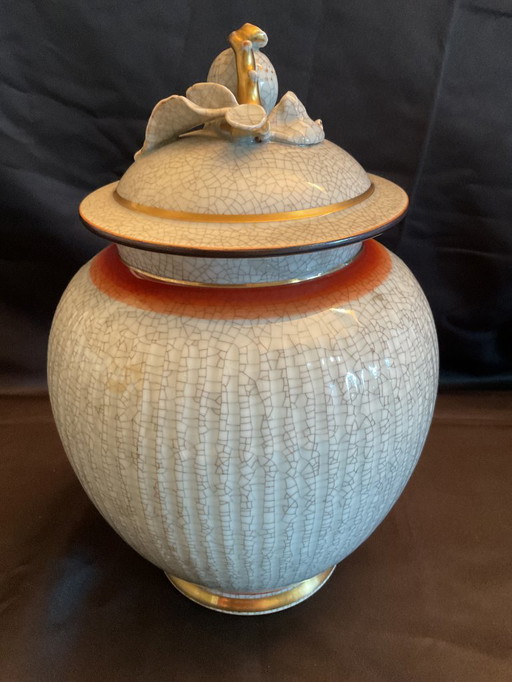 Seltene Vase aus krakeliertem Porzellan von Royal Copenhagen aus den 1940er-50er Jahren