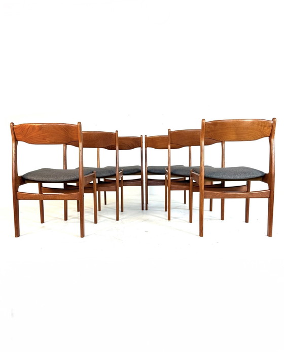 Image 1 of 6 sedie da pranzo restaurate Burchardt-Nielsen anni '70