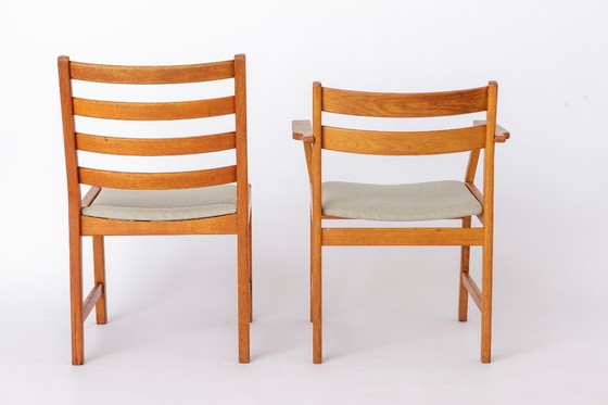 Image 1 of Set of 6 Kurt Østervig Oak Dining Chairs for KP Møbler, Danish Mid Century Chairs 1960s, Arm & Side Chairs