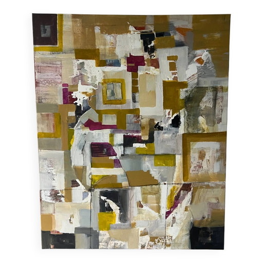 Pintura acrílica abstracta sobre lienzo