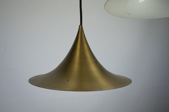 Image 1 of Fog & Morup, Midcentury Brass Pendant with Five Pendant Drops. Danmark, 1960s