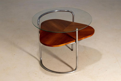 Tavolino a due ripiani, stile Bauhaus, anni '30-'40
