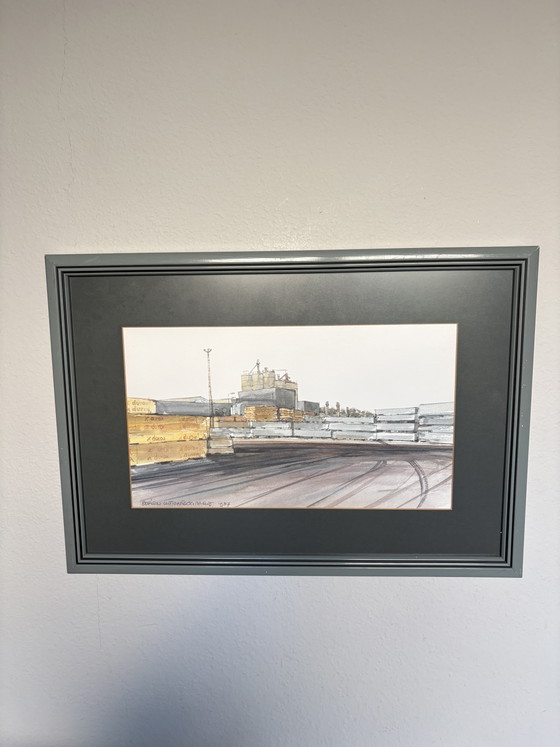 Image 1 of Original Industrial Watercolor Painting by Dorien Uitenboogaard (1987) – Framed (51x36cm)
