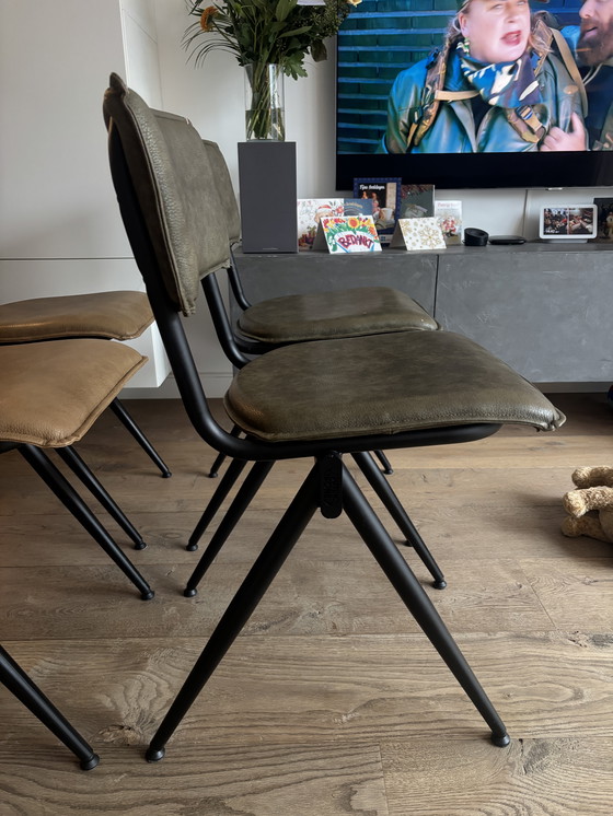 Image 1 of 6x eetkamerstoelen zwart onderstel