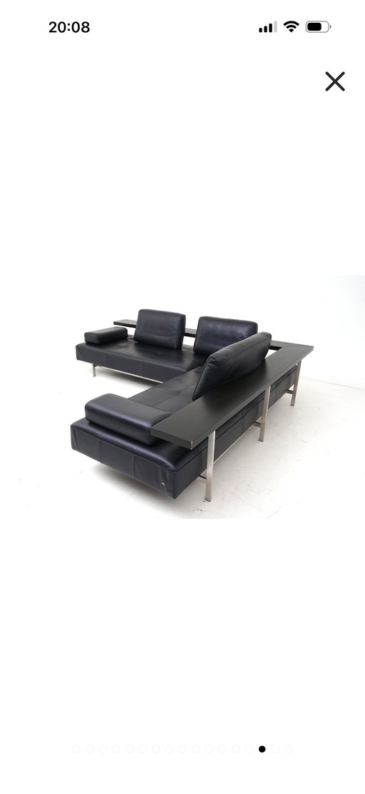 Ecksofa Rolf Benz Dono, schwarzes Leder