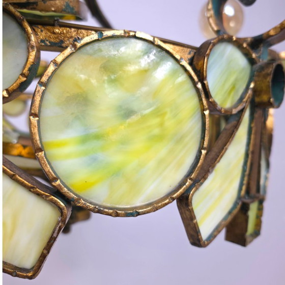 Lombard rare Italian sculptural chandelier mid-century 60s Murano wrought iron – Longobard, Murano Glass (photo 12 of 12)