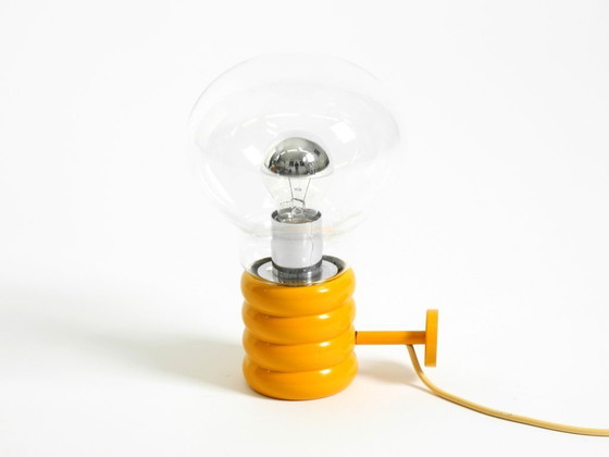 Image 1 of Very rare original 1960s Space Age "Bulb" wall lamp by Ingo Maurer in yellow with a clear glass shade