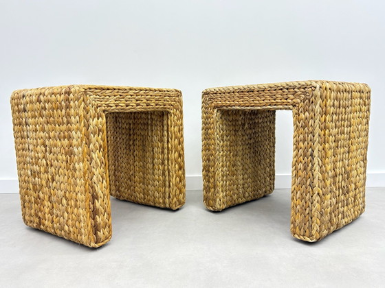 2 x Tavolini / comodini / sgabelli Japandi , Boho, Altro, Marrone (foto 7 di 13)