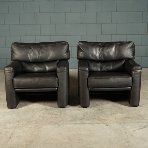 Poltrone di design – Pelle nera – Brühl – fauteuils, Leather