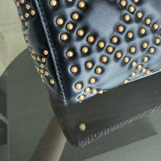 Image 1 of DIOR LADY MEDIUM FLAP - MET STUDS, CANNAGE-PATROON, ZWART, GOUDEN BESLAG