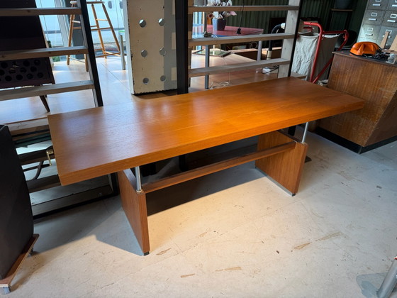 Vintage 60s height-adjustable office Desk – Wood, Chrome (photo 3 of 6)
