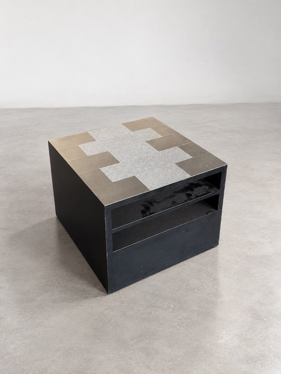Nightstand with stainless steel patching pattern – Side tables, Wood, Metal (photo 4 of 5)