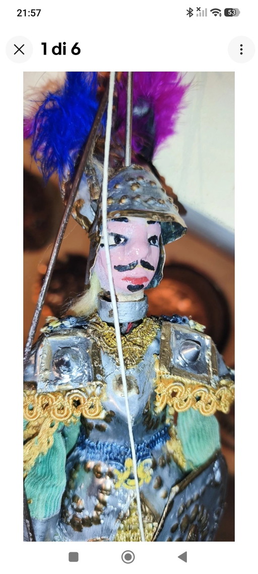 Sicilian Puppet Knight Handmade Puppet Opera Marionette Collection – decoratieve objecten, Cotton, Metal
