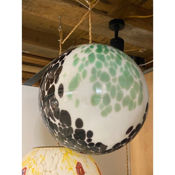 Image 1 of Contemporary Green And Black Murrine Sphere In Murano Glass