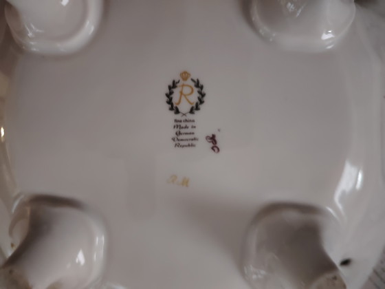 Image 1 of Reichenbach porcelain antique decorative bowl on feet, gold decoration