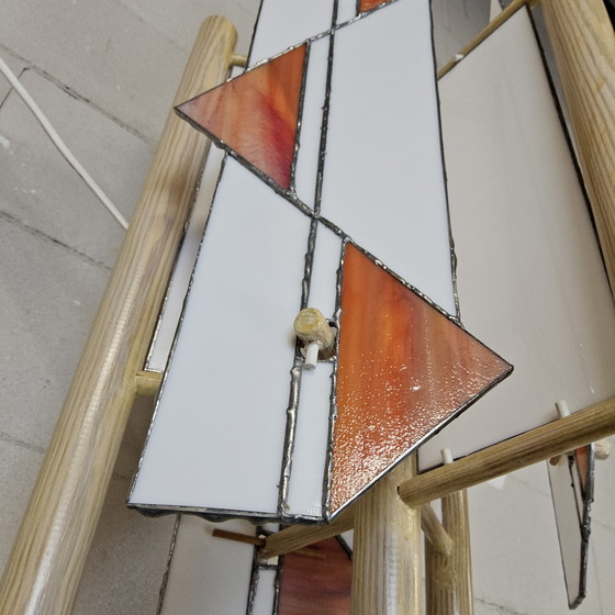 Image 1 of Lampada da terra in vetro colorato di pino, fatta a mano, vintage / lampada unica