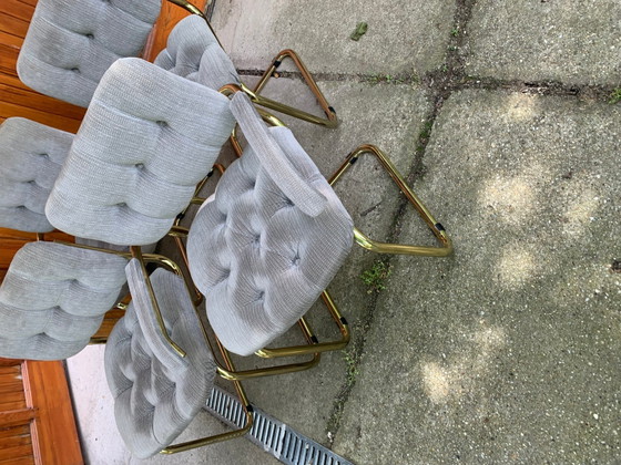 Vintage Italian Dining Chairs in Brass, 1970s, Set of 4, Dining set, Mid Century Modern (photo 5 of 14)