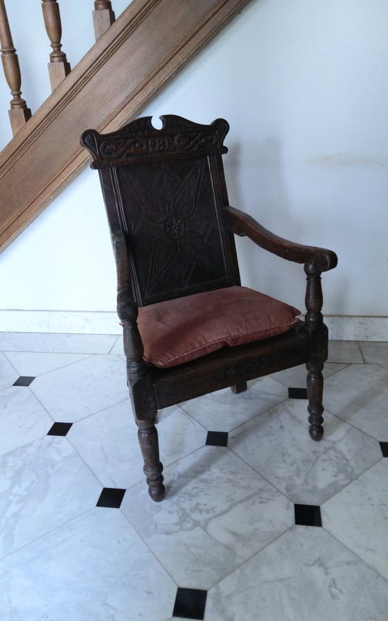 Antique Armchair 1659, Velvet, Wood, Brown (photo 4 of 11)