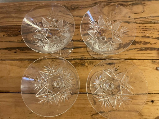 4 Martini Val Saint Lambert Crystal Belgian Eurydice Art Deco