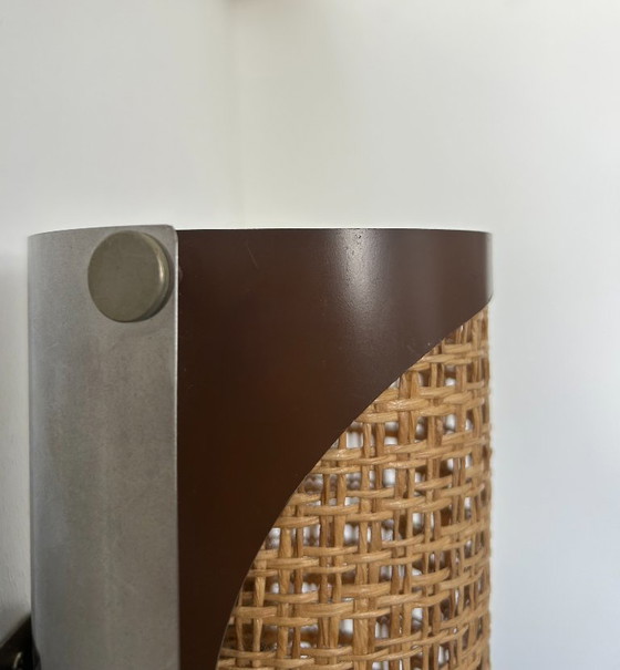 Image 1 of Pair of vintage sconces, cane and chrome, France 1970