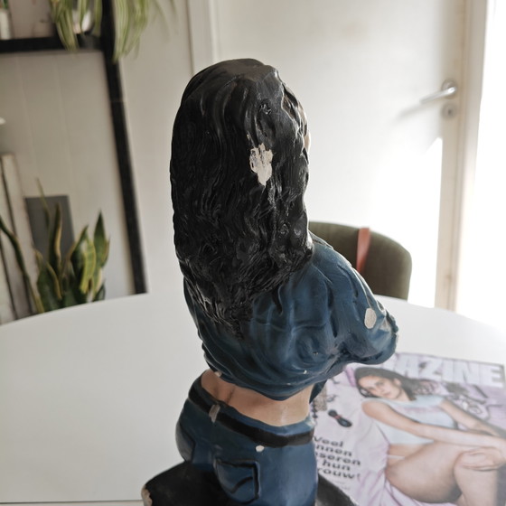 Image 1 of Vintage Rockabilly Pin-Up Bust Sculpture – Heavy Hand Painted Figure 33cm