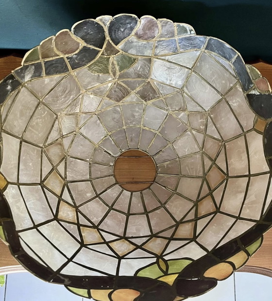 Image 1 of Vintage Art Deco Mother-of-Pearl Shade / Hanging Lamp From France, 1930s