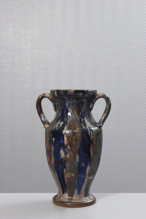 Vase amphore grès art déco Poteries Renault Argent-sur-Sauldre (Cher) circa 1930