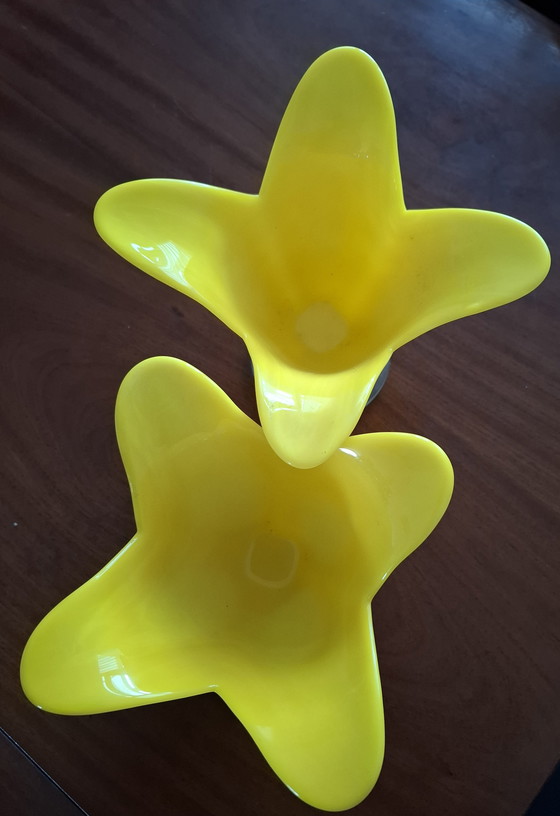 Image 1 of 2 tulip-shaped glass candlesticks
