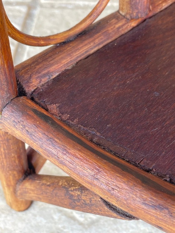 Image 1 of Mid-Century Bamboo & Rattan 3-Tier Corner Shelf, 1960s