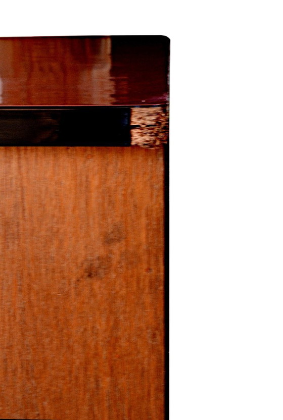 Vintage 1950s wood and pink fuchsia and black Formica sideboard, 130x50x100cm – Metal (photo 16 of 19)
