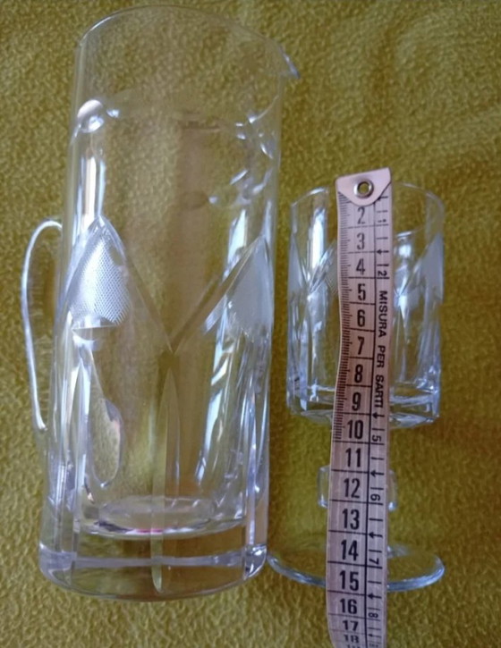 Image 1 of Ensemble de verrerie en cristal et carafe vintage