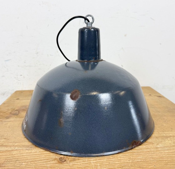 Image 1 of Lampada a sospensione industriale in smalto blu scuro di EMAX, anni '60