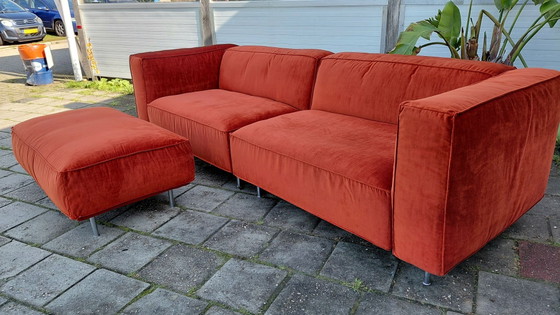 Gelderland 6400 + pouf | Ristrutturato | Velluto marrone ruggine – Divani 3 posti, Tessile (photo 8 of 15)