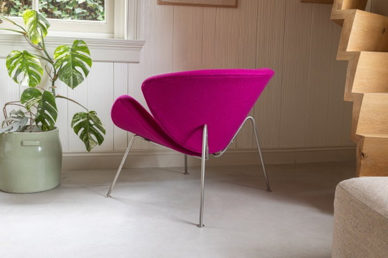 Originele Vintage Artifort Orange Slice Gerestaureerd En Gestoffeerd In Kvadrat Divina – Fauteuils, Metal (photo 3 of 5)