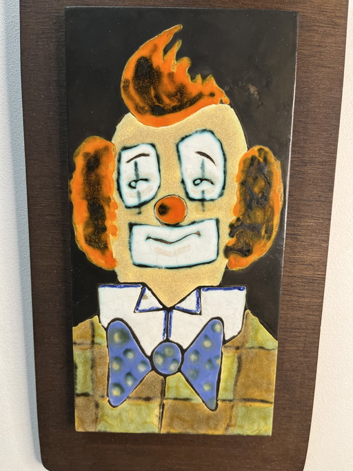 Decorazione murale in ceramica vintage raffigurante un clown 