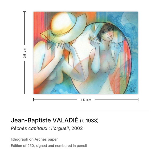 Jean-Baptiste Valadié Signed Lithograph Deadly Sins: Pride 2002 – Lithographs & prints, Paper (photo 3 of 5)