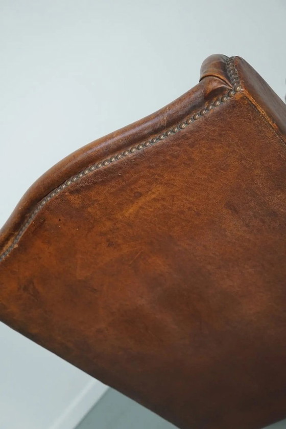 Image 1 of Vintage Nederlandse clubfauteuil van cognackleurig leer