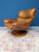 Vintage leren draaifauteuil, jaren 70
